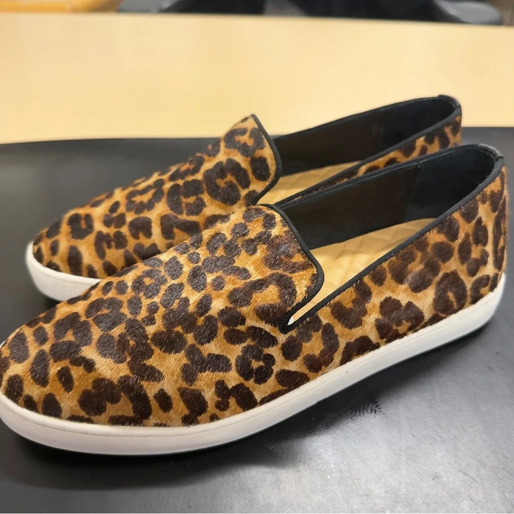 Birdies The Swift Leopard Print Calf Hair Slip-On Sneakers Size 8